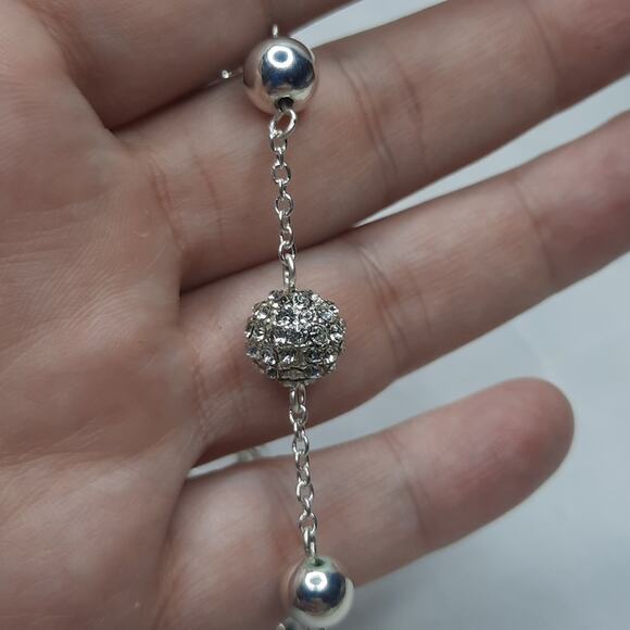 Silver and Rhinestone Adjustable Length Chain Bracelet - Picture 2 of 4